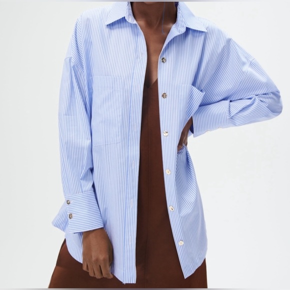 Zara Tops - ZARA Smart & Beautiful Blue & White Stripe Shirt w/ Gold Buttons & broad cuffs❣️